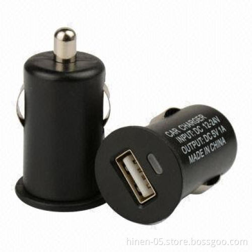 Car charger with 5V/1A output, shell is made of fireproof material